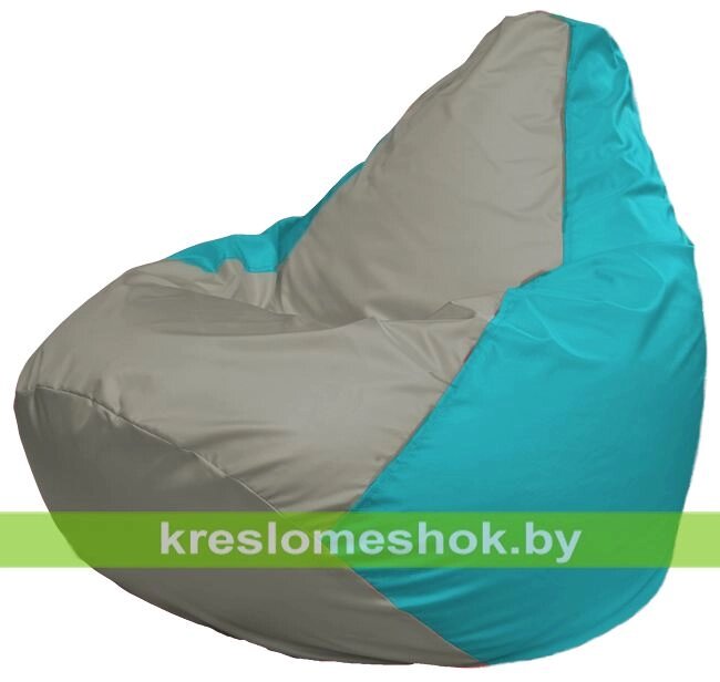 Кресло-мешок Груша Макси Г2.1-335 (основа бирюзовая, вставка серая) от компании Интернет-магазин "Kreslomeshok" - фото 1