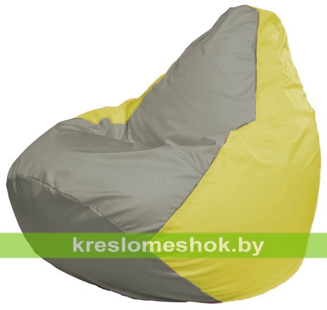 Кресло-мешок Груша Макси Г2.1-338 (основа жёлтая, вставка серая) от компании Интернет-магазин "Kreslomeshok" - фото 1