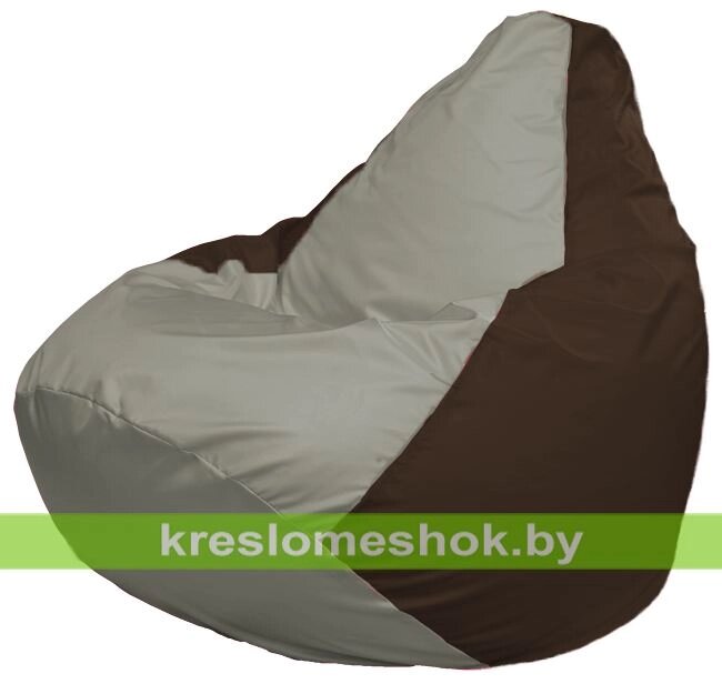 Кресло-мешок Груша Макси Г2.1-340 (основа коричневая, вставка серая) от компании Интернет-магазин "Kreslomeshok" - фото 1