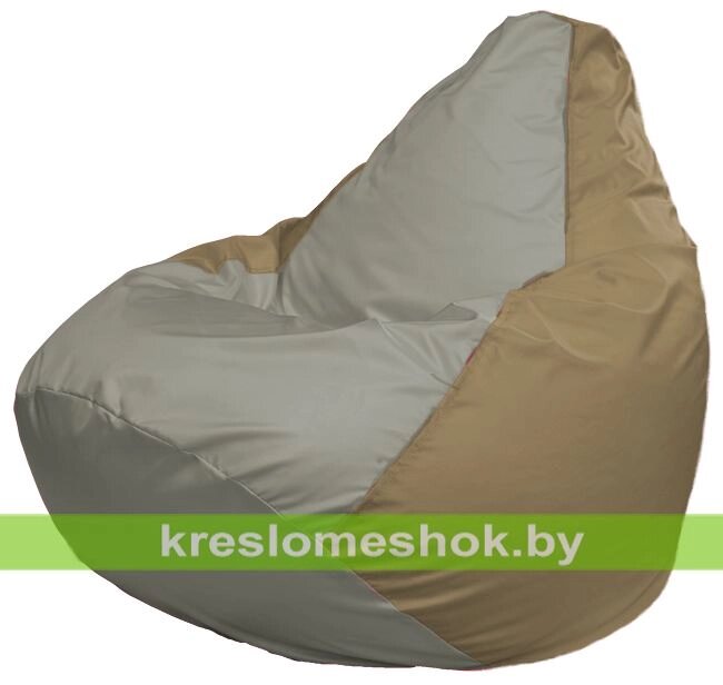 Кресло-мешок Груша Макси Г2.1-348 (основа бежевая тёмная, вставка серая) от компании Интернет-магазин "Kreslomeshok" - фото 1