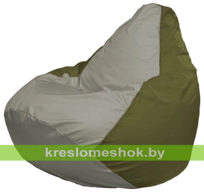Кресло-мешок Груша Макси Г2.1-350 (основа оливковая тёмная, вставка серая) от компании Интернет-магазин "Kreslomeshok" - фото 1