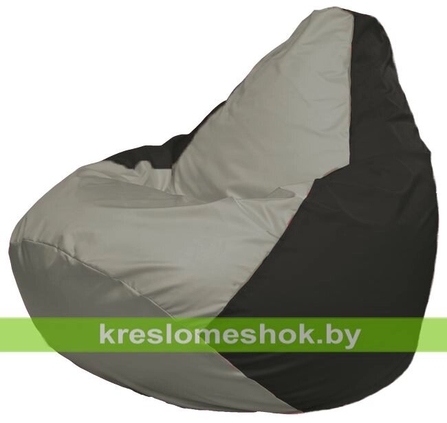Кресло-мешок Груша Макси Г2.1-354 (основа чёрная, вставка серая) от компании Интернет-магазин "Kreslomeshok" - фото 1