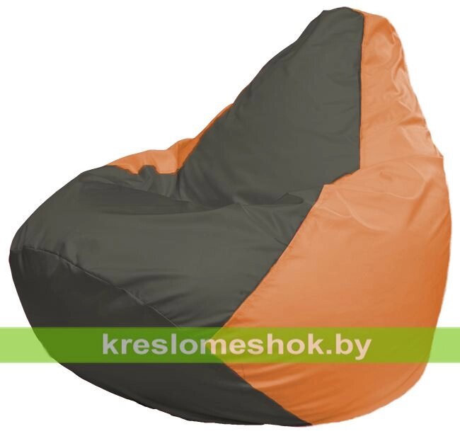 Кресло-мешок Груша Макси Г2.1-363 (основа оранжевая, вставка серая тёмная) от компании Интернет-магазин "Kreslomeshok" - фото 1
