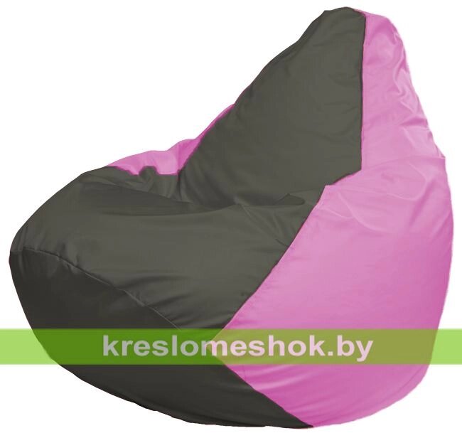 Кресло-мешок Груша Макси Г2.1-364 (основа розовая, вставка серая тёмная) от компании Интернет-магазин "Kreslomeshok" - фото 1