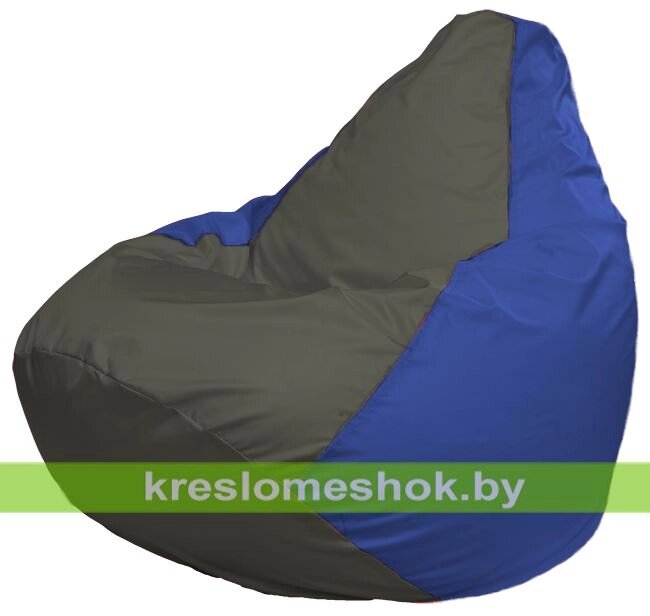 Кресло-мешок Груша Макси Г2.1-367 (основа синяя, вставка серая тёмная) от компании Интернет-магазин "Kreslomeshok" - фото 1