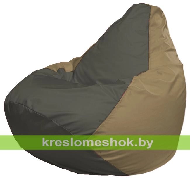 Кресло-мешок Груша Макси Г2.1-368 (основа бежевая тёмная, вставка серая тёмная) от компании Интернет-магазин "Kreslomeshok" - фото 1