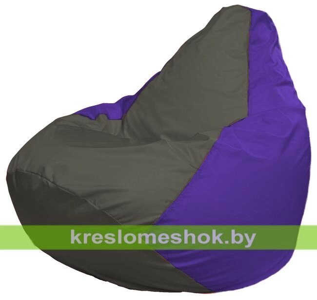 Кресло-мешок Груша Макси Г2.1-370 (основа фиолетовая, вставка серая тёмная) от компании Интернет-магазин "Kreslomeshok" - фото 1