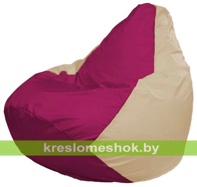 Кресло-мешок Груша Макси Г2.1-373 (основа бежевая, вставка фуксия) от компании Интернет-магазин "Kreslomeshok" - фото 1