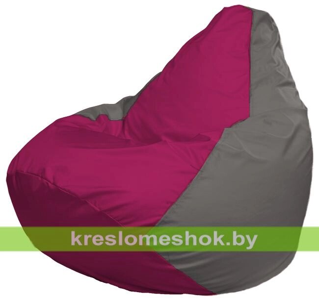 Кресло-мешок Груша Макси Г2.1-374 (основа серая, вставка фуксия) от компании Интернет-магазин "Kreslomeshok" - фото 1