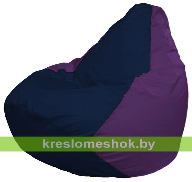 Кресло-мешок Груша Макси Г2.1-38 (основа фиолетовая, вставка синяя тёмная) от компании Интернет-магазин "Kreslomeshok" - фото 1