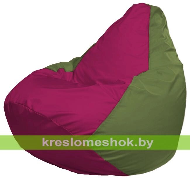 Кресло-мешок Груша Макси Г2.1-387 (основа оливковая, вставка фуксия) от компании Интернет-магазин "Kreslomeshok" - фото 1