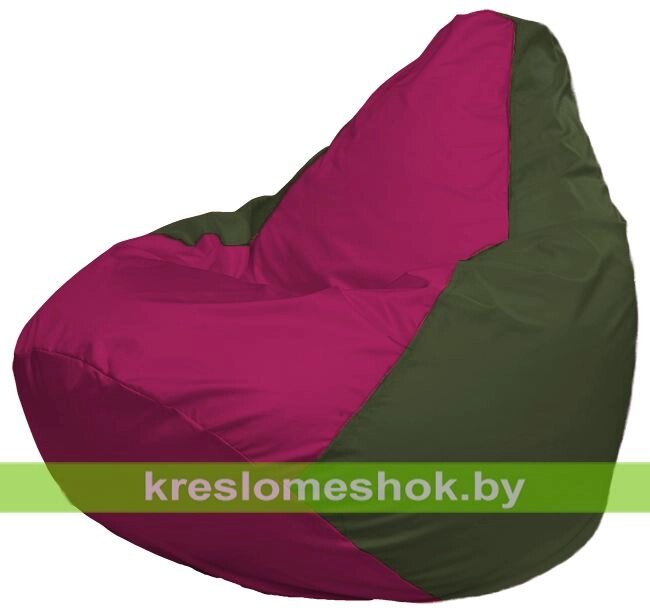 Кресло-мешок Груша Макси Г2.1-391 (основа оливковая тёмная, вставка фуксия) от компании Интернет-магазин "Kreslomeshok" - фото 1