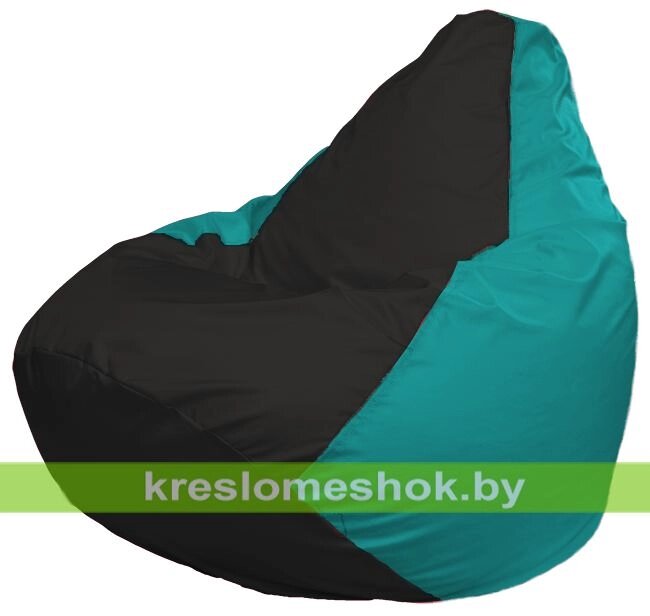 Кресло-мешок Груша Макси Г2.1-393 (основа бирюзовая, вставка чёрная) от компании Интернет-магазин "Kreslomeshok" - фото 1