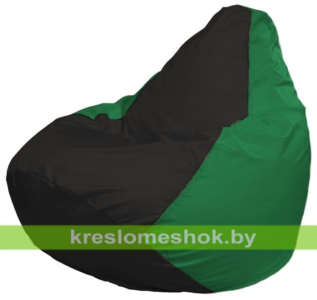 Кресло-мешок Груша Макси Г2.1-397 (основа зелёная, вставка чёрная) от компании Интернет-магазин "Kreslomeshok" - фото 1