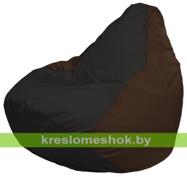 Кресло-мешок Груша Макси Г2.1-398 (основа коричневая, вставка чёрная) от компании Интернет-магазин "Kreslomeshok" - фото 1