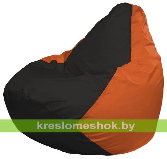Кресло-мешок Груша Макси Г2.1-400 (основа оранжевая, вставка чёрная) от компании Интернет-магазин "Kreslomeshok" - фото 1