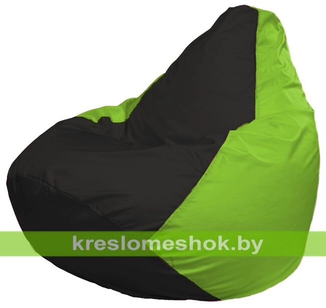 Кресло-мешок Груша Макси Г2.1-401 (основа салатовая, вставка чёрная) от компании Интернет-магазин "Kreslomeshok" - фото 1