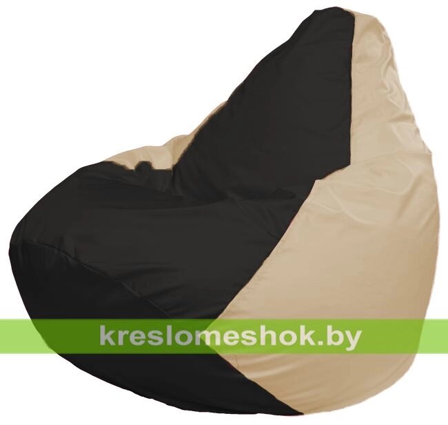 Кресло-мешок Груша Макси Г2.1-402 (основа бежевая, вставка чёрная) от компании Интернет-магазин "Kreslomeshok" - фото 1