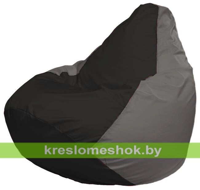 Кресло-мешок Груша Макси Г2.1-403 (основа серая, вставка чёрная) от компании Интернет-магазин "Kreslomeshok" - фото 1