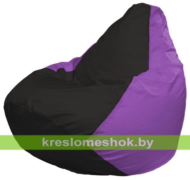 Кресло-мешок Груша Макси Г2.1-404 (основа сиреневая, вставка чёрная) от компании Интернет-магазин "Kreslomeshok" - фото 1