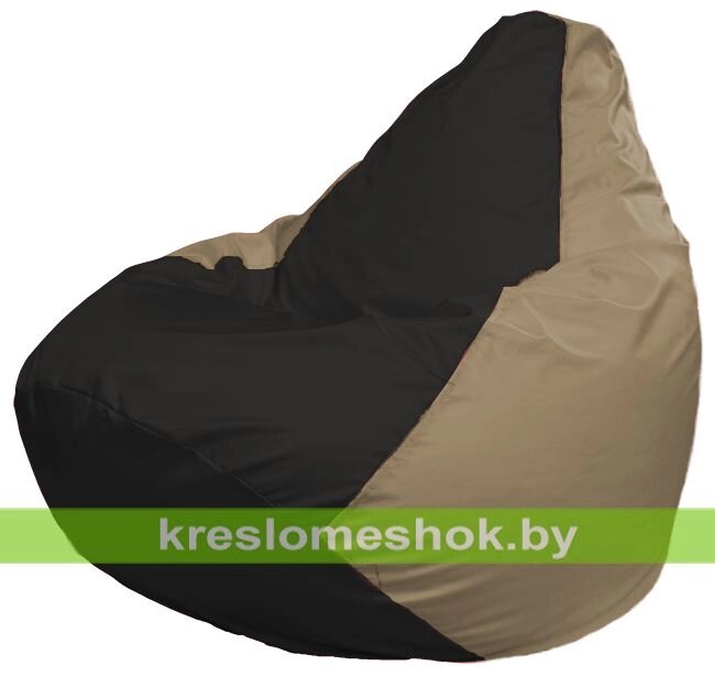 Кресло-мешок Груша Макси Г2.1-405 (основа бежевая тёмная, вставка чёрная) от компании Интернет-магазин "Kreslomeshok" - фото 1