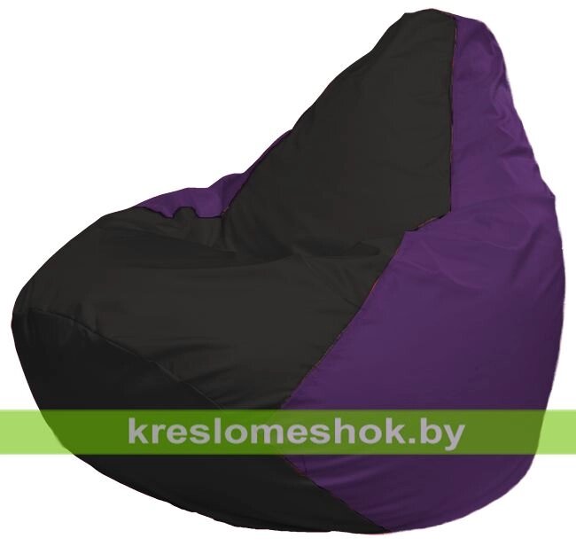 Кресло-мешок Груша Макси Г2.1-406 (основа фиолетовая, вставка чёрная) от компании Интернет-магазин "Kreslomeshok" - фото 1