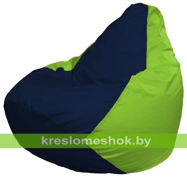 Кресло-мешок Груша Макси Г2.1-43 (основа салатовая, вставка синяя тёмная) от компании Интернет-магазин "Kreslomeshok" - фото 1