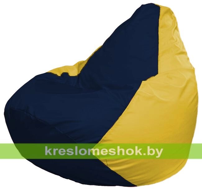 Кресло-мешок Груша Макси Г2.1-47 (основа жёлтая, вставка синяя тёмная) от компании Интернет-магазин "Kreslomeshok" - фото 1