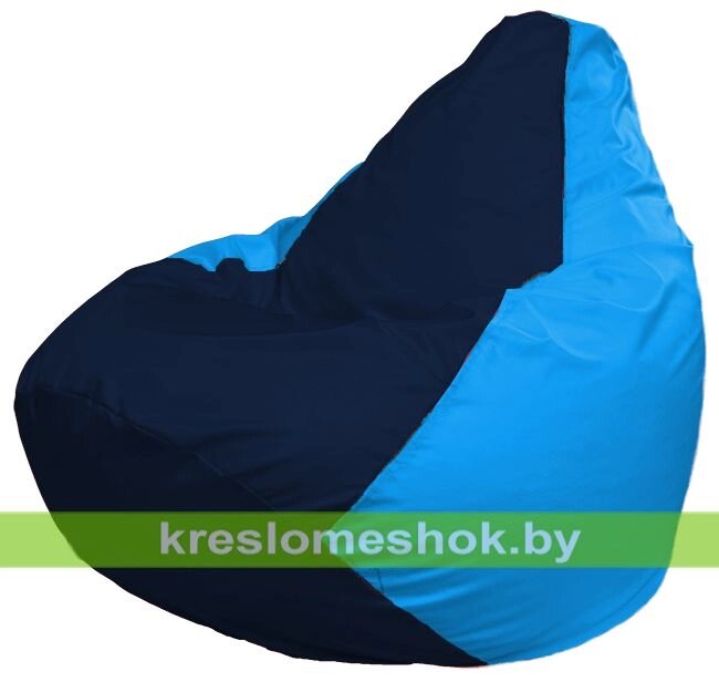 Кресло-мешок Груша Макси Г2.1-48 (основа голубая, вставка синяя тёмная) от компании Интернет-магазин "Kreslomeshok" - фото 1