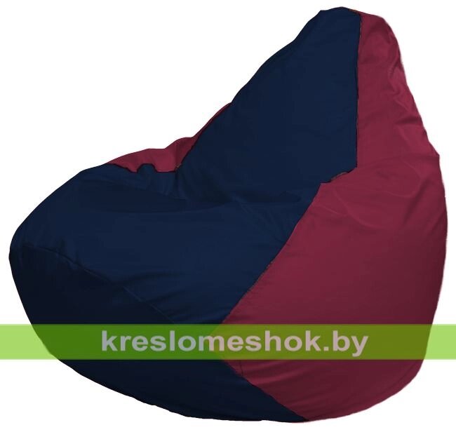 Кресло-мешок Груша Макси Г2.1-49 (основа бордовая, вставка синяя тёмная) от компании Интернет-магазин "Kreslomeshok" - фото 1