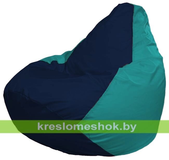 Кресло-мешок Груша Макси Г2.1-50 (основа бирюзовая, вставка синяя тёмная) от компании Интернет-магазин "Kreslomeshok" - фото 1