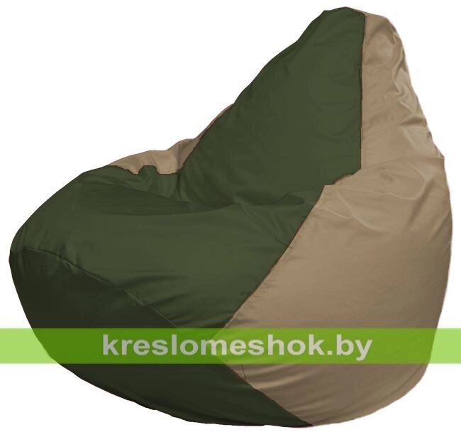 Кресло-мешок Груша Макси Г2.1-52 (основа бежевая тёмная, вставка оливковая тёмная) от компании Интернет-магазин "Kreslomeshok" - фото 1