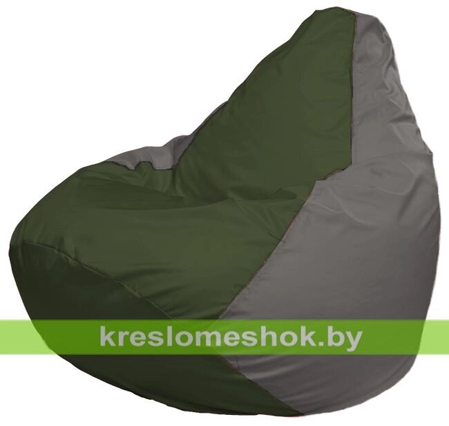 Кресло-мешок Груша Макси Г2.1-53 (основа серая, вставка оливковая тёмная) от компании Интернет-магазин "Kreslomeshok" - фото 1