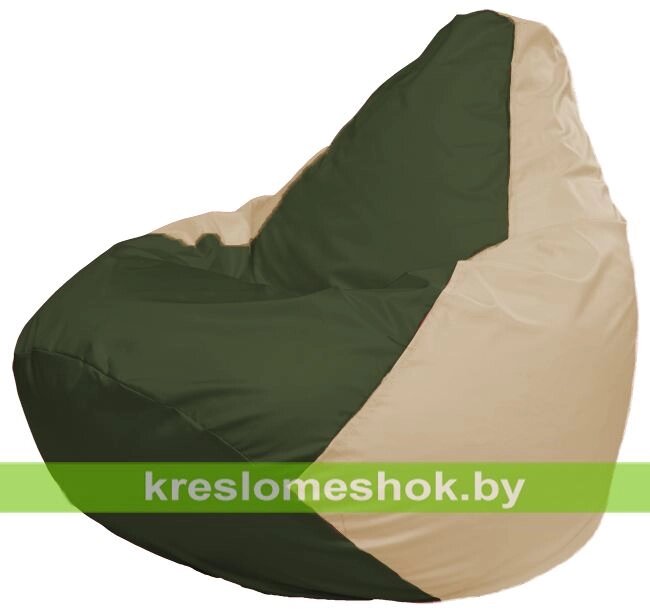Кресло-мешок Груша Макси Г2.1-54 (основа бежевая, вставка оливковая тёмная) от компании Интернет-магазин "Kreslomeshok" - фото 1
