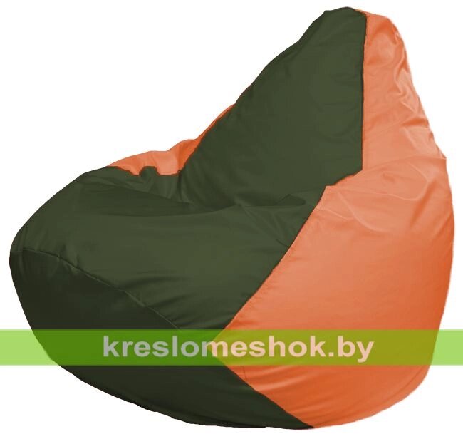 Кресло-мешок Груша Макси Г2.1-56 (основа оранжевая, вставка оливковая тёмная) от компании Интернет-магазин "Kreslomeshok" - фото 1
