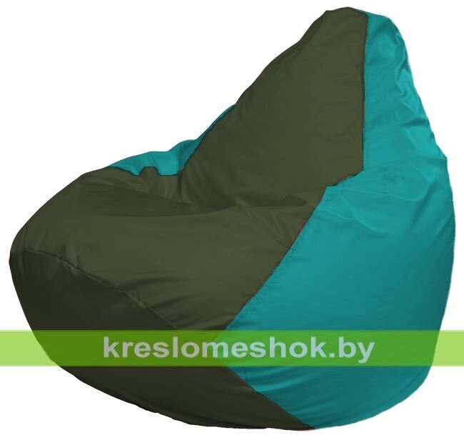Кресло-мешок Груша Макси Г2.1-58 (основа бирюзовая, вставка оливковая тёмная) от компании Интернет-магазин "Kreslomeshok" - фото 1