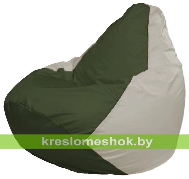 Кресло-мешок Груша Макси Г2.1-59 (основа белая, вставка оливковая тёмная) от компании Интернет-магазин "Kreslomeshok" - фото 1