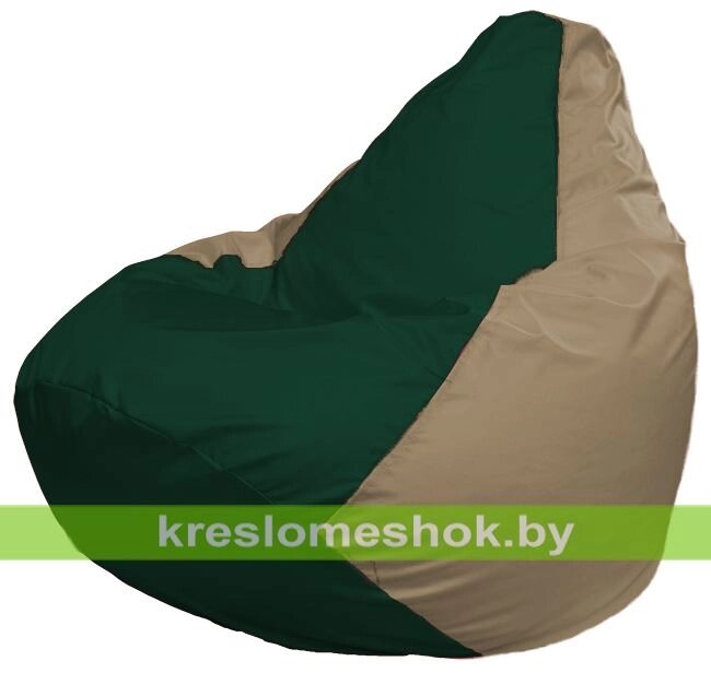 Кресло-мешок Груша Макси Г2.1-60 (основа бежевая тёмная, вставка зелёная тёмная) от компании Интернет-магазин "Kreslomeshok" - фото 1