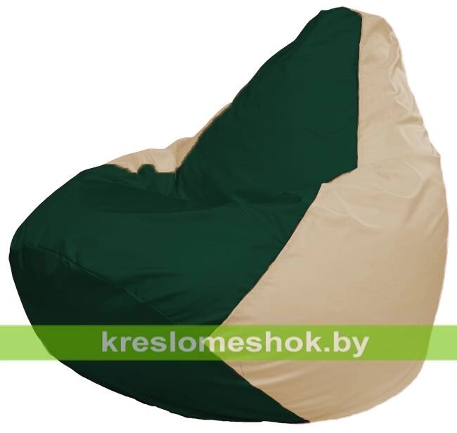 Кресло-мешок Груша Макси Г2.1-62 (основа бежевая, вставка зелёная тёмная) от компании Интернет-магазин "Kreslomeshok" - фото 1