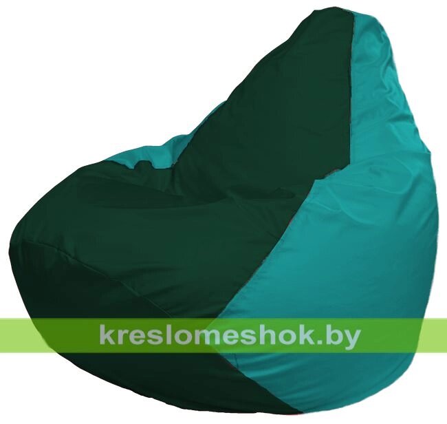 Кресло-мешок Груша Макси Г2.1-66 (основа бирюзовая, вставка зелёная тёмная) от компании Интернет-магазин "Kreslomeshok" - фото 1
