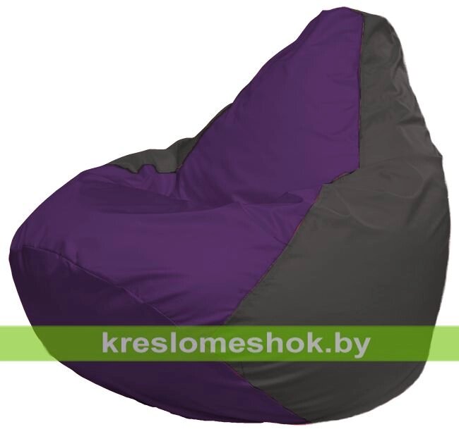 Кресло-мешок Груша Макси Г2.1-69 (основа серая тёмная, вставка фиолетовая) от компании Интернет-магазин "Kreslomeshok" - фото 1