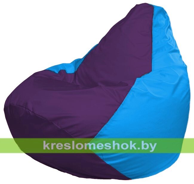 Кресло-мешок Груша Макси Г2.1-74 (основа голубая, вставка фиолетовая) от компании Интернет-магазин "Kreslomeshok" - фото 1