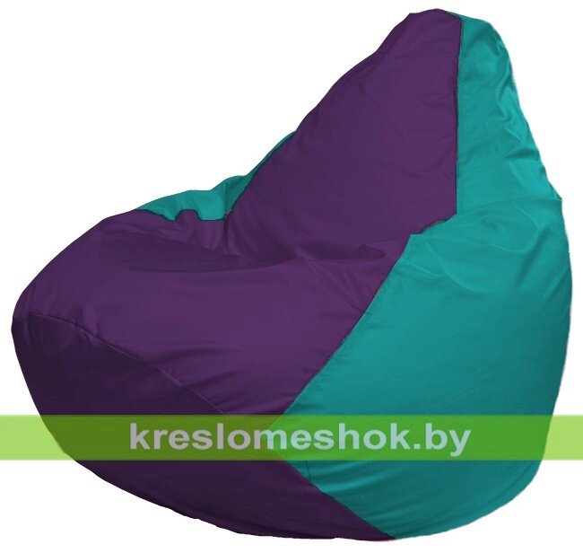 Кресло-мешок Груша Макси Г2.1-75 (основа бирюзовая, вставка фиолетовая) от компании Интернет-магазин "Kreslomeshok" - фото 1