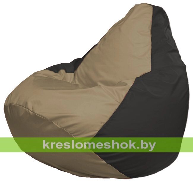 Кресло-мешок Груша Макси Г2.1-77 (основа чёрная, вставка бежевая тёмная) от компании Интернет-магазин "Kreslomeshok" - фото 1