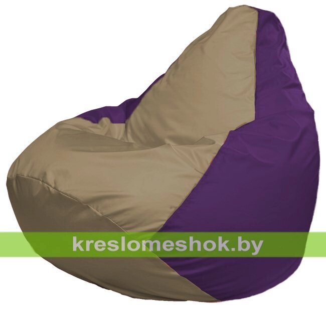 Кресло-мешок Груша Макси Г2.1-79 (основа фиолетовая, вставка бежевая тёмная) от компании Интернет-магазин "Kreslomeshok" - фото 1