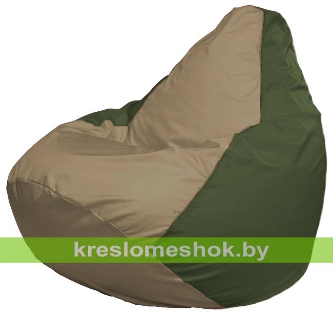 Кресло-мешок Груша Макси Г2.1-82 (основа оливковая тёмная, вставка тёмная бежевая) от компании Интернет-магазин "Kreslomeshok" - фото 1