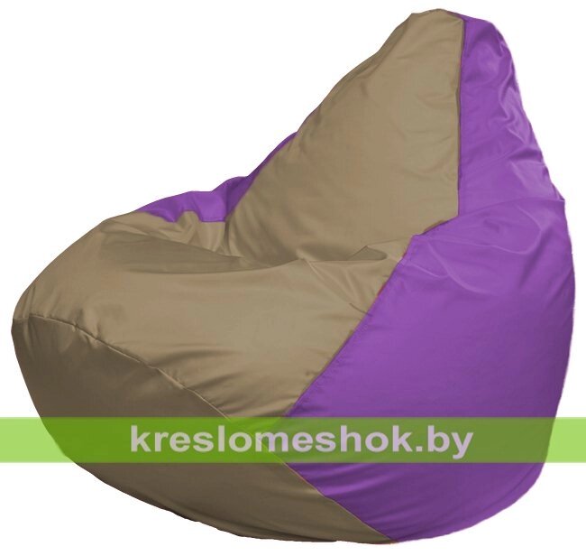 Кресло-мешок Груша Макси Г2.1-84 (основа сиреневая, вставка бежевая тёмная) от компании Интернет-магазин "Kreslomeshok" - фото 1