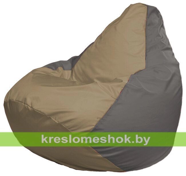 Кресло-мешок Груша Макси Г2.1-86 (основа серая, вставка бежевая тёмная) от компании Интернет-магазин "Kreslomeshok" - фото 1