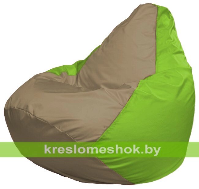Кресло-мешок Груша Макси Г2.1-88 (основа салатовая, вставка бежевая тёмная) от компании Интернет-магазин "Kreslomeshok" - фото 1