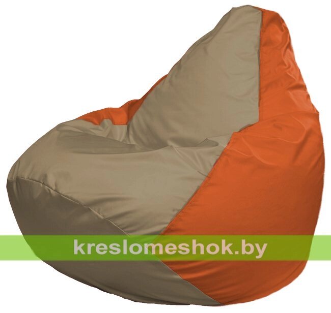 Кресло-мешок Груша Макси Г2.1-90 (основа оранжевая, вставка бежевая тёмная) от компании Интернет-магазин "Kreslomeshok" - фото 1